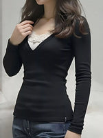 Long Sleeve T-Shirt with Lace Detail
