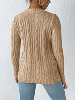 Cable-Knit Round Neck Long Sleeve Sweater