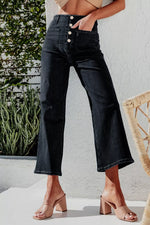 High-Waisted Button-Fly Wide-Leg Jeans