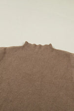 Solid Color Ribbed Knit Mock Neck Loose Sweater Vest
