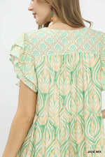Umgee Mix Printed Flutter Sleeve Dress