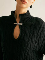 Keyhole Cable-Knit Sweater