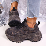 Rhinestone Lace Up Sneaker