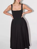 Square Neck Sleeveless Midi Dress
