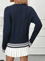 Contrast Striped V-Neck Sweater