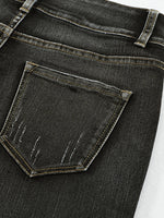 High Waist Distressed Straight Leg Jeans