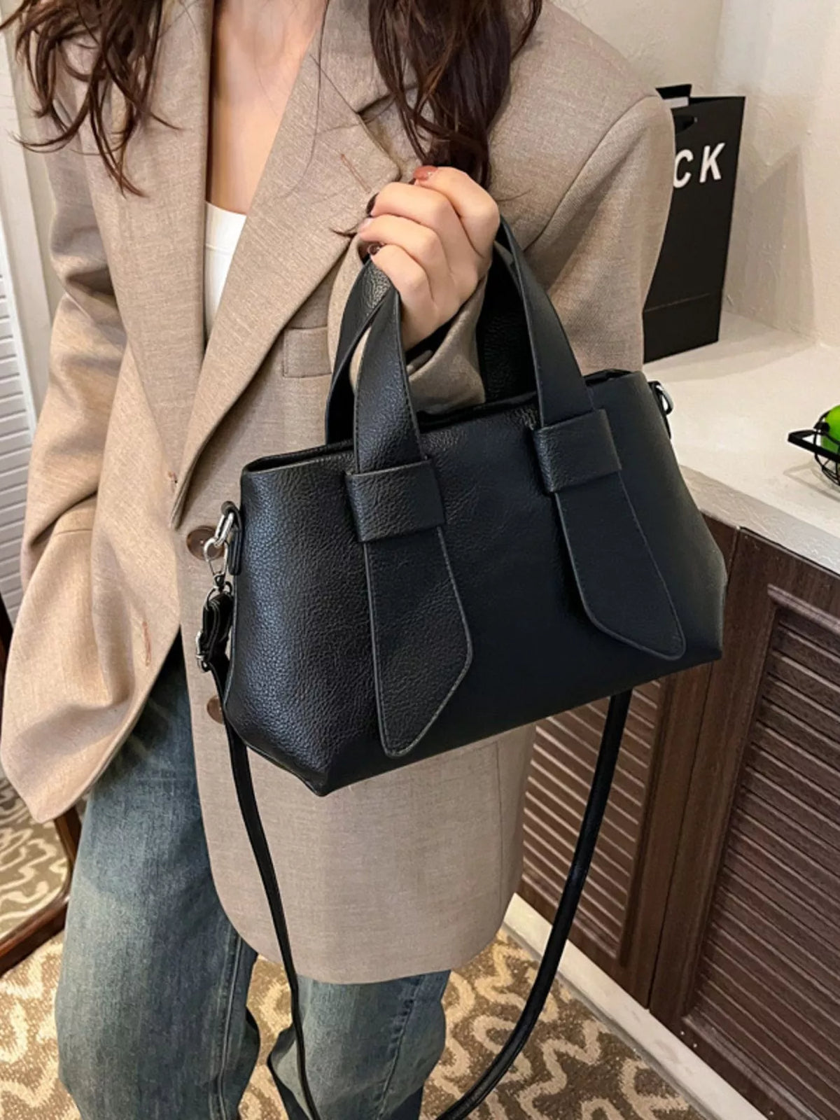 Textured Faux Leather Crossbody Bag