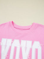 Sequin XOXO Letter Graphic Exposed Seam Baggy Sweatshirt