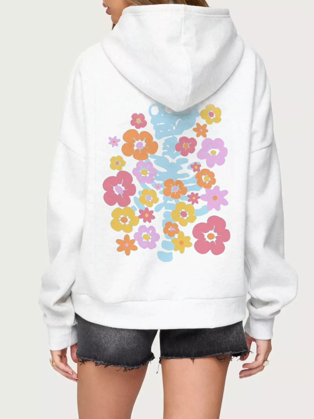 Drop Shoulder Graphic Hoodie with Kangaroo Pocket