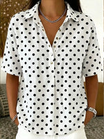 Full Size Polka Dot Short Sleeve Shirt Plus Size