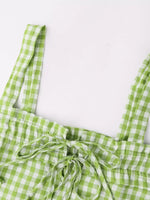 Smocked Gingham Tie-Front Cami