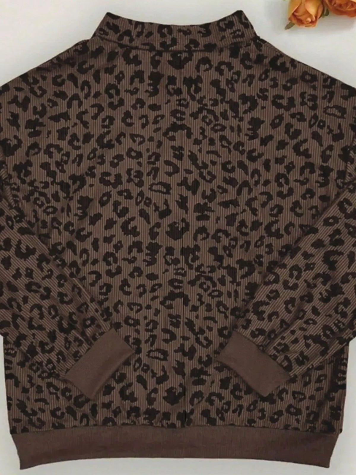 Leopard Print Quarter-Zip Sweatshirt