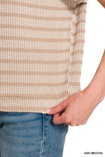 Zenana Raised Rib Striped Top