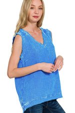 Zenana Double Gauze Raw Edge Acid Washed Tank