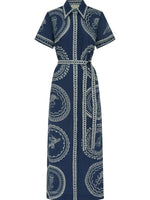 Printed Maxi Shirt Dress with Belt