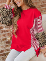 Striped Patchwork Sleeve Colorblock Sweatshirt