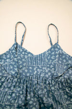 Spaghetti Straps Floral Print Knot Detail High Waist Flared Dress