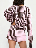 Striped Long Sleeve Top and Shorts Set