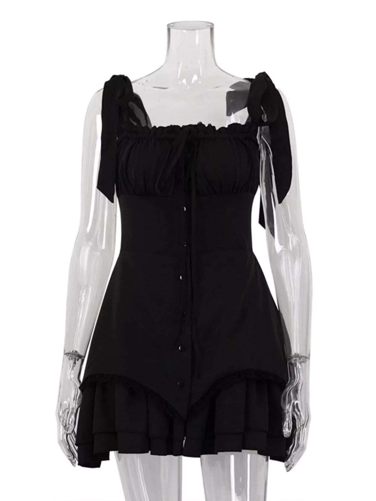 Tie-Shoulder Ruffled Mini Dress