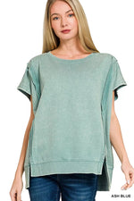 Zenana French Terry Acid WashedHi-low Top