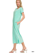 Zenana Washed Exposed Seam Short Sleeve T-Shirt Dress
