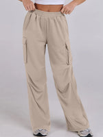 Elastic Waist Wide Leg Pants with Pockets