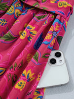 Flutter Sleeve Belted Floral Dress
