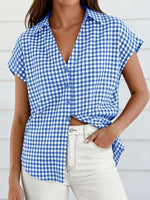 Gingham Print Button-Down Shirt
