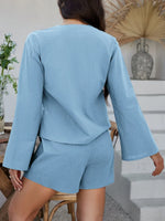 Devine Double Tied V-Neck Top and Shorts Set