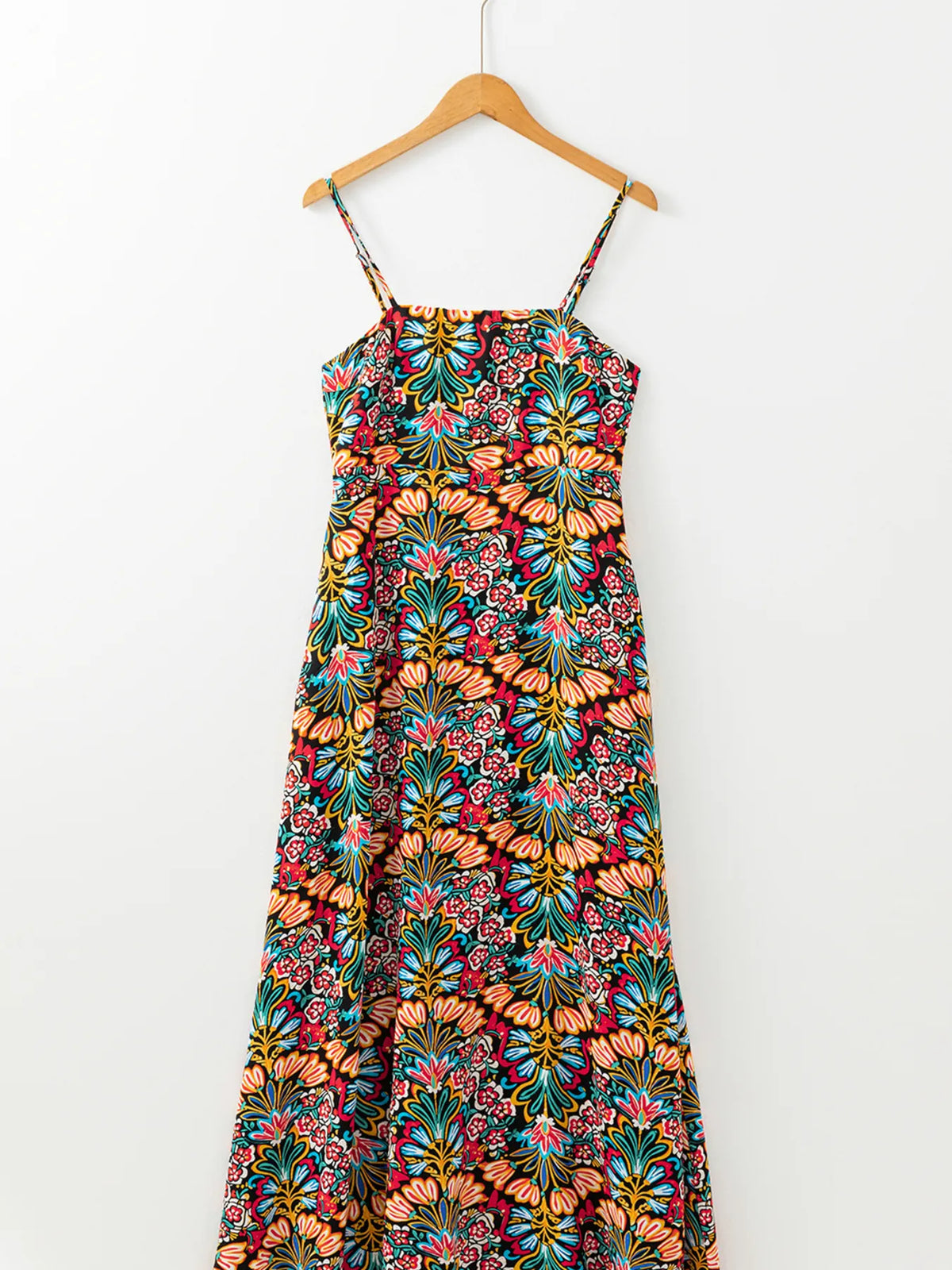 Floral Print Thin Straps High Waist Maxi Dress