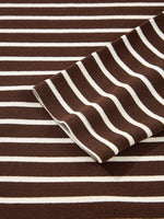 Stripe Cropped Crew Neck Long Sleeve T Shirt