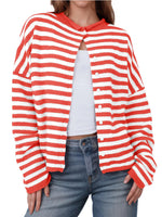 Striped Button-Up Cardigan