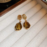 Tiger's Eye 18K Gold-Plated Copper Geometric Earrings