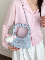 Ruched Handle Crossbody Bag with Bow