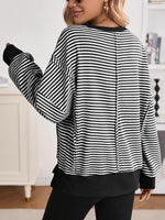 Exposed Seam Striped Contrast Sweatshirt
