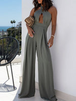 Wide Leg Cutout Halter Neck Jumpsuit