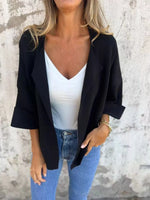Full Size Open Front 3/4 Sleeve Casual Cardigan Plus Size