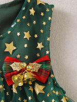 Children's Star Print Pom-Pom Embellishments Tulle Dress
