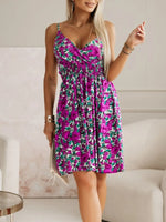 Tropical Print Spaghetti Strap Mini Dress