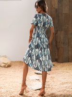 Printed Short Sleeve Midi Dress