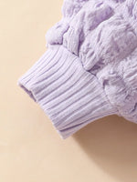 Children's Bubble Texture Long Sleeve Top and Pants Set with Headband