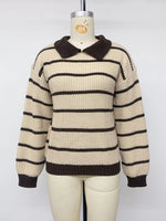 Striped Knit Polo Sweater