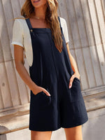 Casual Wide Strap Overalls with Pockets