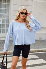 Cutout Back Round Neck Long Sleeve T-Shirt