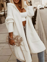 Full Size Hooded Knit Open Front Cardigan Plus Size