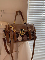 Argyle Pattern Flap Crossbody Bag