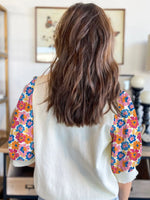 Floral Puff Sleeve Round Neck T-Shirt