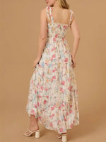 Floral Smocked Tiered Maxi Dress with Tie Straps
