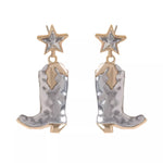 Western Cowboy Boot Star Dangle Earrings