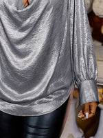 Plus Size Cowl Neck Long Sleeve Blouse